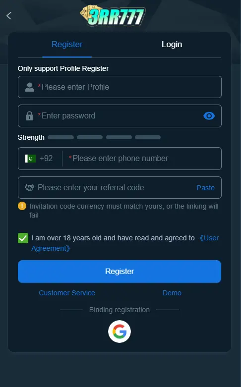3RR777 Game Registration